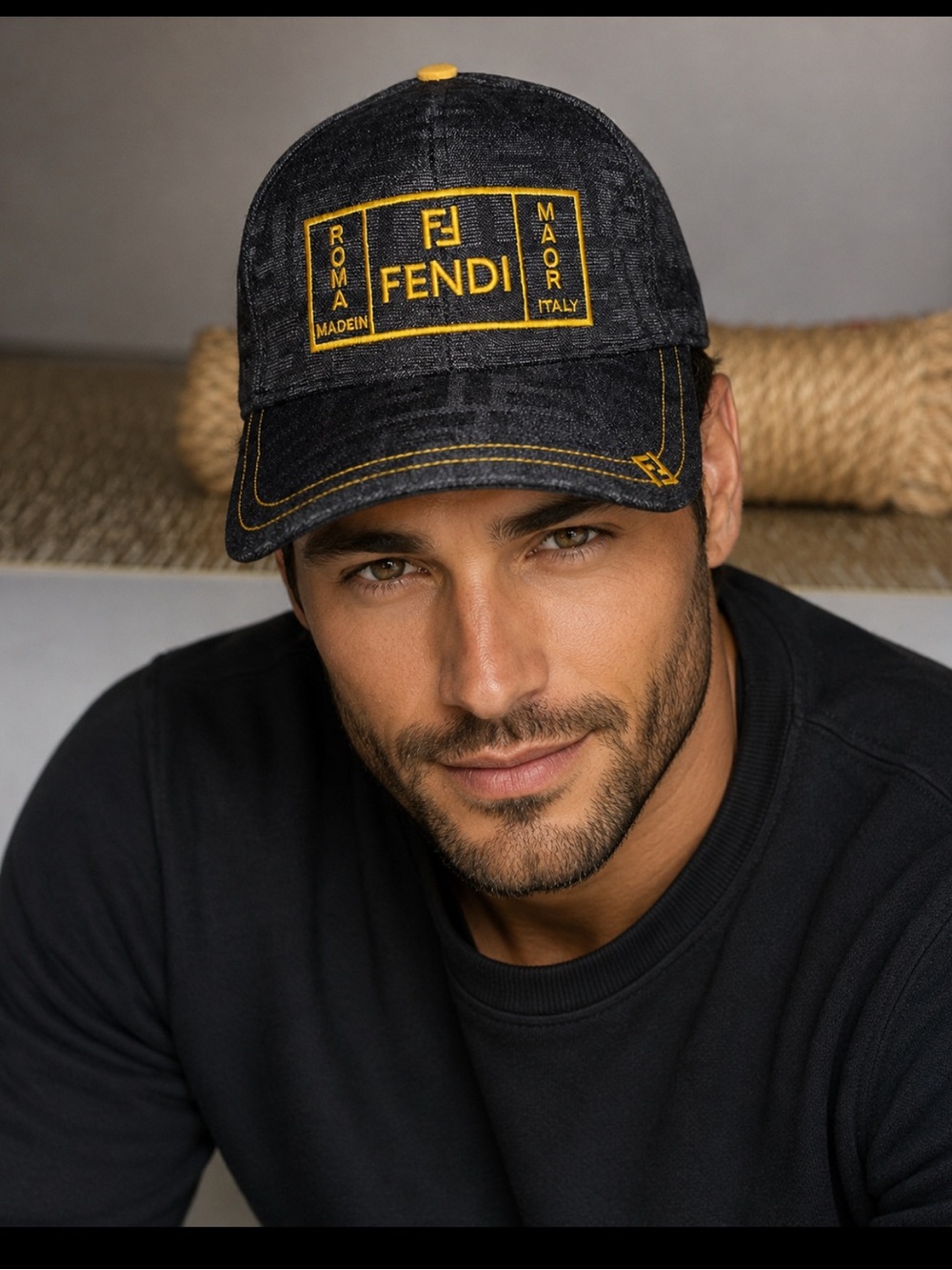 FF Black Cap with Yellow Embroidered Logo